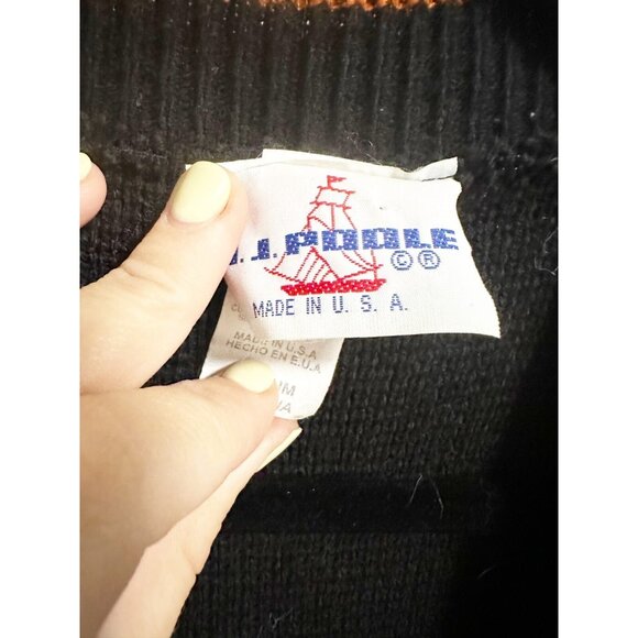 J.J. Poole Sweater Vest Teddy Jack O Lantern Vintage USA Made Halloween Medium - Picture 5 of 5